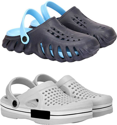 RIFOF Men Clogs(Blue, Grey , 7)