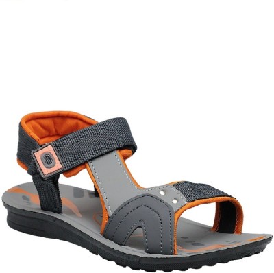 SCLERE Men Sports Sandals(Orange, Grey , 8)