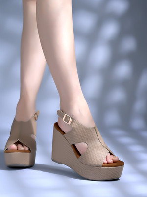 Stylestry Women Wedges(Beige , 6)