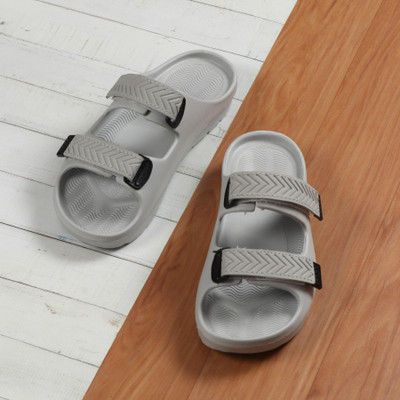 Smoothlite EVA Ultra Soft Slipper with PU, Adjustable Strap, Anti Slip, Daily Usage Men Sandals(Grey , 8)