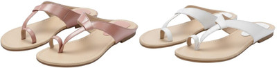 Kuhu Creations Women Flats(White, Pink , 5)