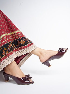 SHOETOPIA Girls Slip-on Heels(Red , 10 Years)