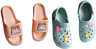 footpedia Women Wedges(Orange, Pink , 3)