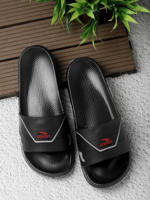 asian Men Slides(Black, Red , 6)