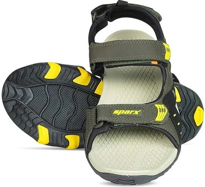 Sparx SS 485 Men Sports Sandals(Olive, Yellow , 8)