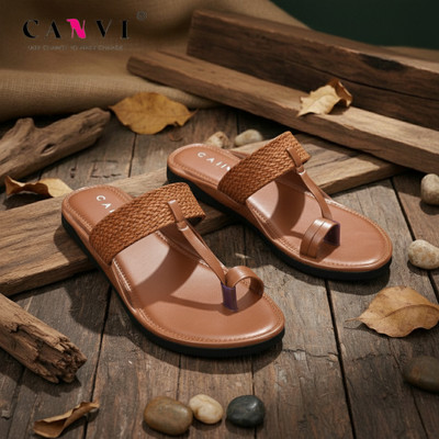 CANVI Men Flats(Tan , 8)