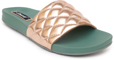 SHERRIF Women Sultan Flip-Flop Slides(Gold , 8)