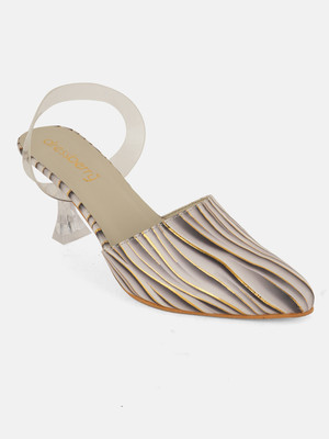 Dressberry Women Heels(Grey, Gold , 8)