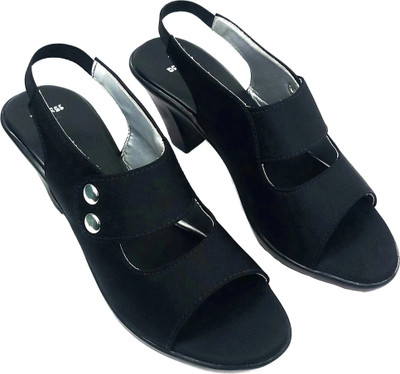 Flowers Life Women Heels(Black , 5)
