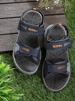 action PHY 552 Comfortable, Ourdoor, Stylish Men Sports Sandals(Grey, Orange , 8)