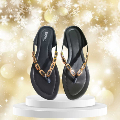 Nicesteps Women Flats(Black , 6)