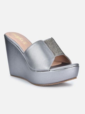 VALIOSAA Women Wedges(Grey , 3)