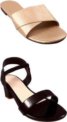 Goraiya Women Flats(Gold, Black , 8)