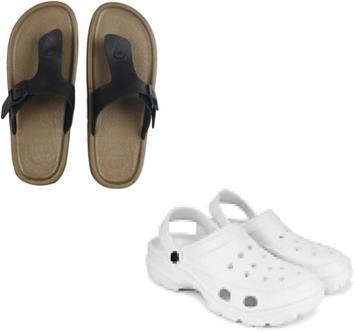 Vomoya Men Sandals(Black, White , 6)