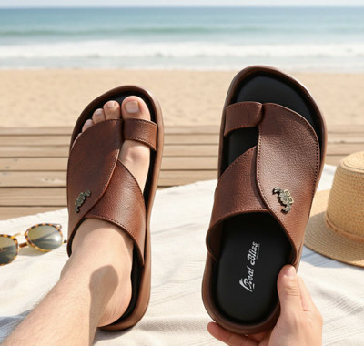 Real Bliss Men Sandals(Tan , 6)