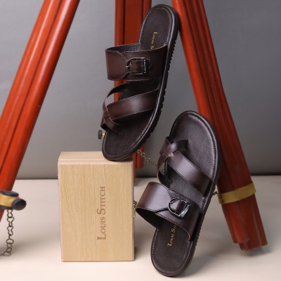 LOUIS STITCH Men Sandals(Brown , 7)