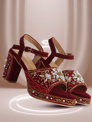VENDOZ Women Heels(Maroon, Red , 3)
