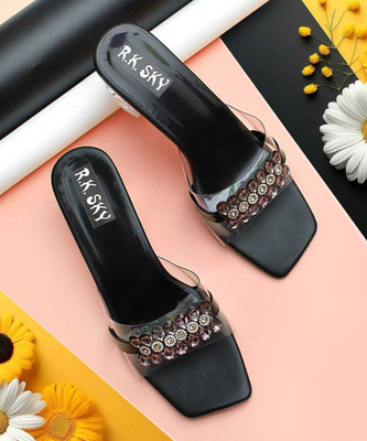 RKSKY Women Heels(Black , 4)
