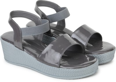 Fabbmate Women Wedges(Grey , 4)