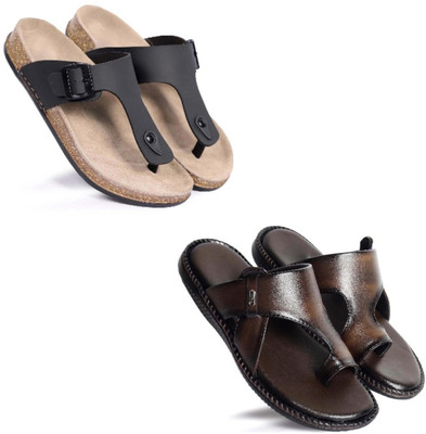 Walkivo Men Sandals(Black, Brown , 8)