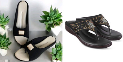 hunyza footwear Women Flats(Black, Black , 7)