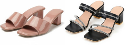 Beacon Women Heels(Black, Pink , 8)