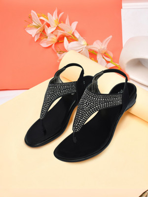 AJANTA Women Flats(Black , 7)