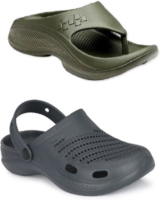 DEFLOW Men Sandals(Grey, Olive , 6)