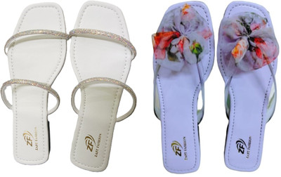 Zastfashion Women Flats(Purple, White , 4)