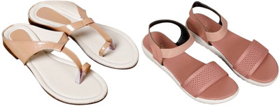 Kuhu Creations Women Flats(Beige, Pink , 8)