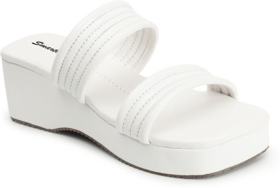 SMARTOS Women Wedges(White , 6)