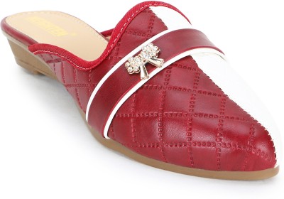 heighten Women Flats(Red, White , 6)