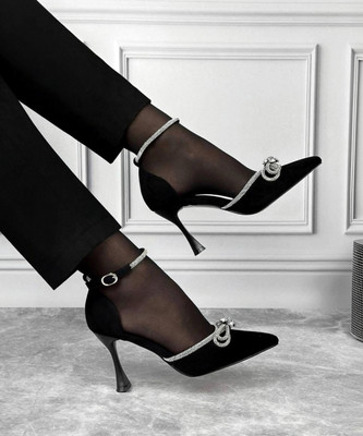 Qismat Women Heels(Black , 3)