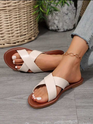 Shozie Women Flats(White, Brown , 8)