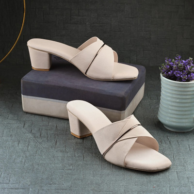 RAVIS Women Heels(Off White , 5)