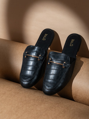 Inc.5 Casual Printed Toe Flat Slip-On Sandals Women Flats(Black , 8)