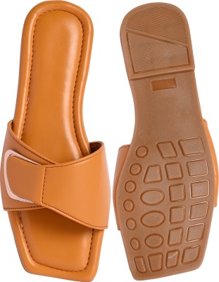 PERY-PAO Women Slides(Tan , 3)