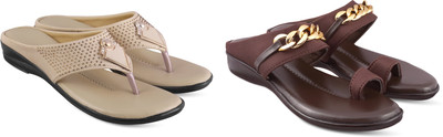 hunyza footwear Women Flats(Beige, Brown , 6)
