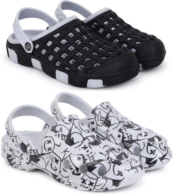 Kapani Fashion Men Clogs(Grey, Black , 6)