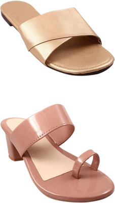 Goraiya Women Flats(Gold, Pink , 9)
