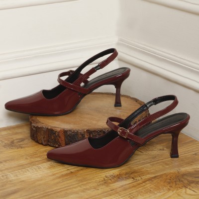 CHEMISTRY Women Heels(Maroon , 10)