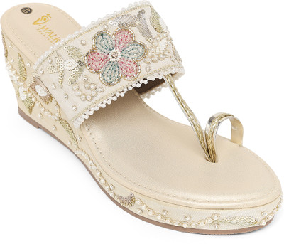 Vwalk Women Heels(Gold , 8)