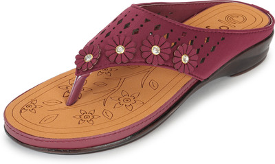 ORTHO JOY Women Wedges(Red, Brown , 4)