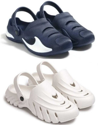 house of common Men Clogs(Navy, White , 7)