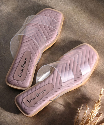 LOUIS STITCH Purple Flat Fashion Transparent Silicon Strap Slip-On Sandal Women Flats(Purple , 7)