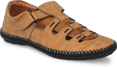 house of common Men Sandals(Tan , 9)