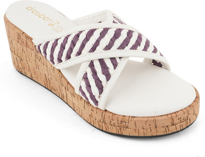Dressberry Women Heels(White, Purple , 5)