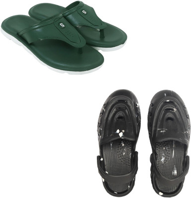 Vomoya Men Sandals(Green, Black , 8)