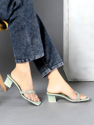 FIONA Women Heels(Green , 5)