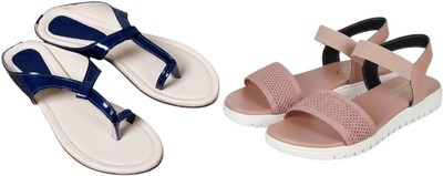 Kuhu Creations Women Flats(Pink, Blue , 6)